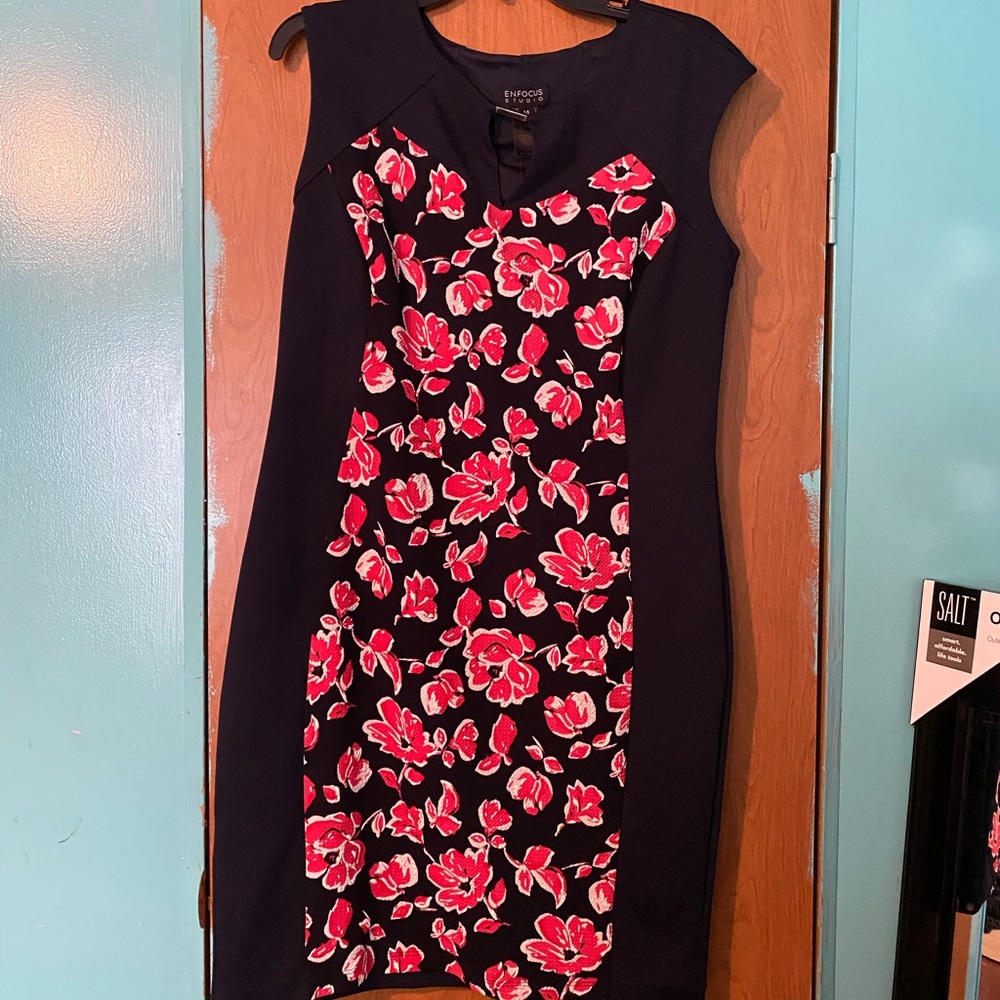 Blur and red floral dress-great for work!